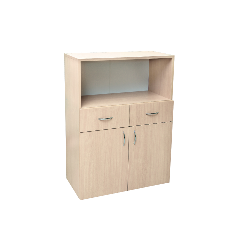 Напівзакрита низька шафа з 2-ма шухлядами, 2-дверна, матеріал корпусу - ЛДСП, для зберігання речей, АЛМАНТ, 800х400х1100 мм.